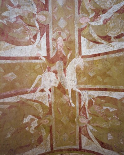 Christus auf einem weißen Pferd, umgeben von Engeln, aus der Krypta von French School